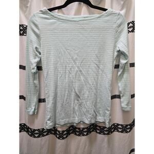 Vineyard Vines mint‎ green stripe boat neck jersey knit top 3/4 sleeves small
